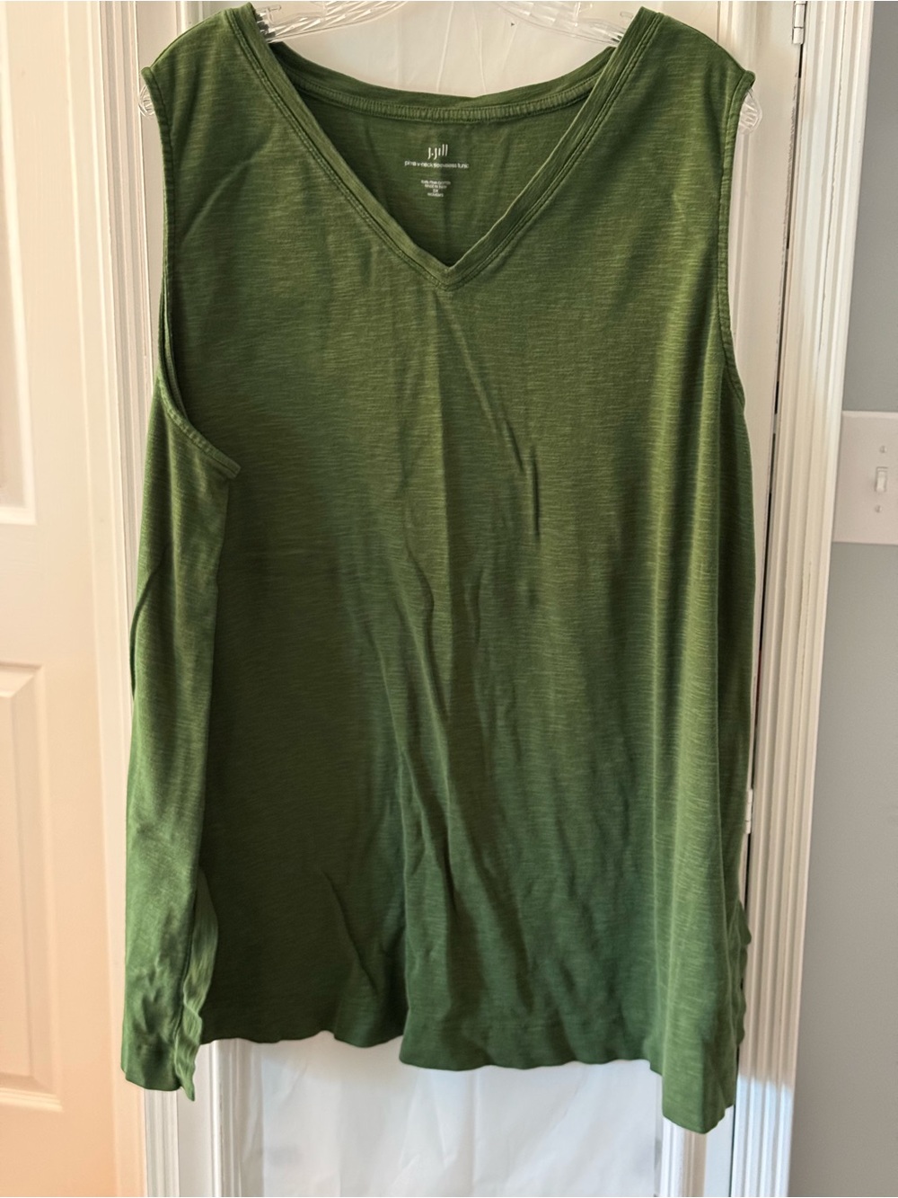 J. Jill Green Pima V-Neck Sleeveless Tunic Side Slits Size 3X